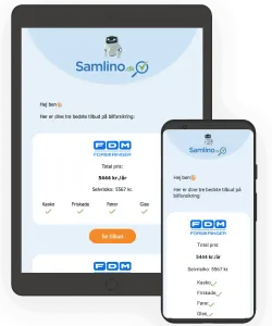 Ipad og telefon med eksempel af hvordan et nyhedsbrev kan se ud